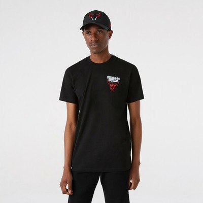 

New Era Chicago Bulls NBA Neon Black SS Баскетбольная футболка мужская черная футболка, Черный, New Era Chicago Bulls NBA Neon Black SS Basketball T-Shirt