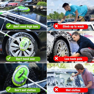 Car Wash Brush Extendable Pole Revolving Care Washing Brush Sponge Cleaning care