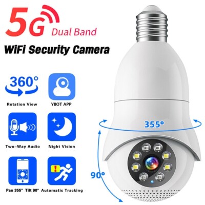 360° 1080P E27 Light Bulb IP Camera Wi-Fi IR Night Smart Home Wireless Security