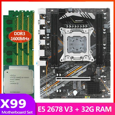 LGA 2011-3 X99 Motherboard Xeon E5 2678 V3 CPU 32GB DDR3 RAM WIFI/NVME/SATA M.2