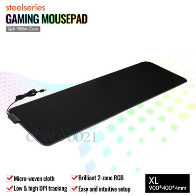 Steelseries QcK Prism Cloth gaming mouse pad XL - RGB lighting Anti-Slip Rubber