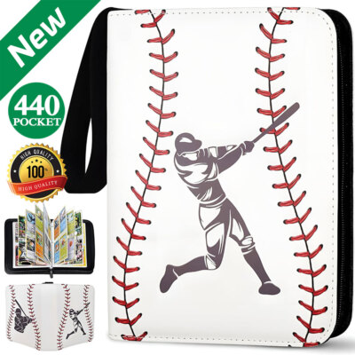 Baseball Card Binder Album Organizer 4 Pocket Top Load With Zipper 440 Sleeves