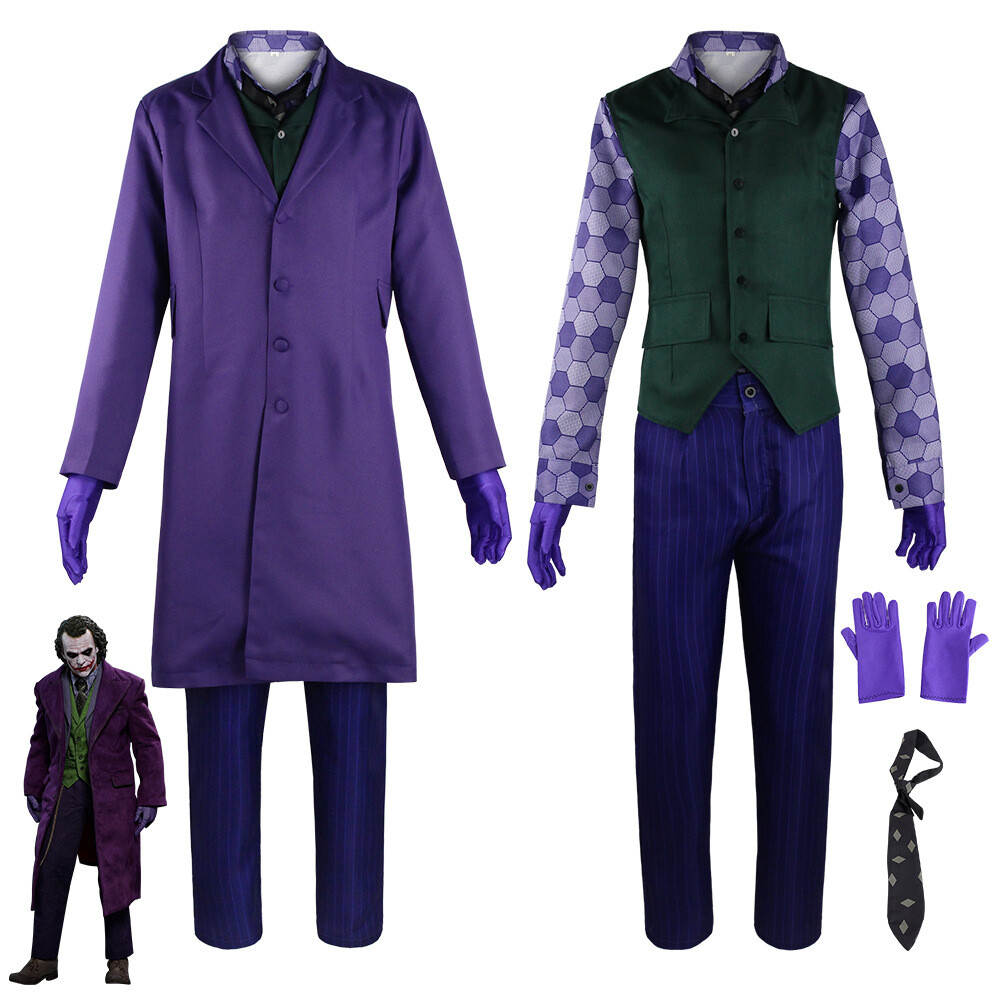 Batman The Dark Knight Joker Costume Cosplay Halloween Party Fancy Dress Outfits