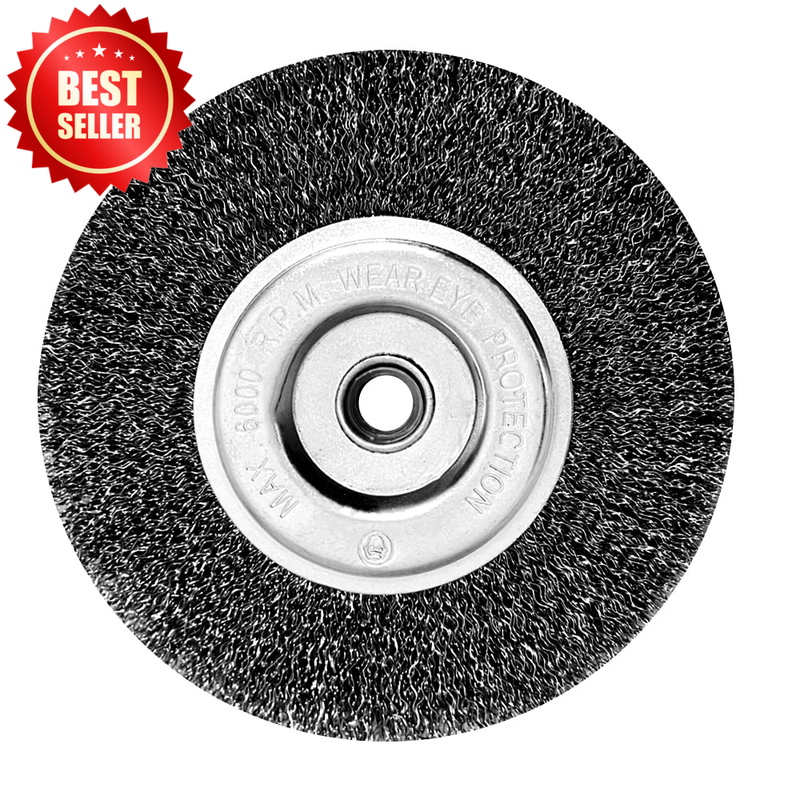 6" Wire Wheel Brush Bench Grinder Crimped Steel 0.012" w/ 1/2" & 5/8" Removal
