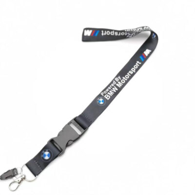 For BMW M 1PCS Motorsport Black Lanyard Neck Strap Key Chains ID Holder Keyring