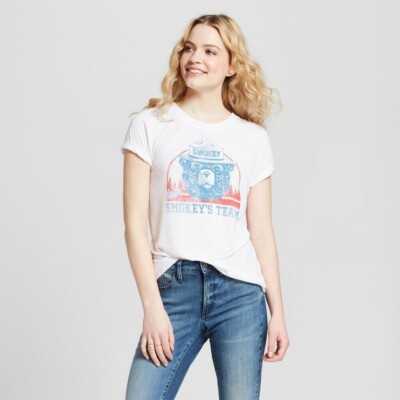 Jerry Leigh Official SMOKEY THE BEAR Join Smokey's Team T Shirt White Women's XS