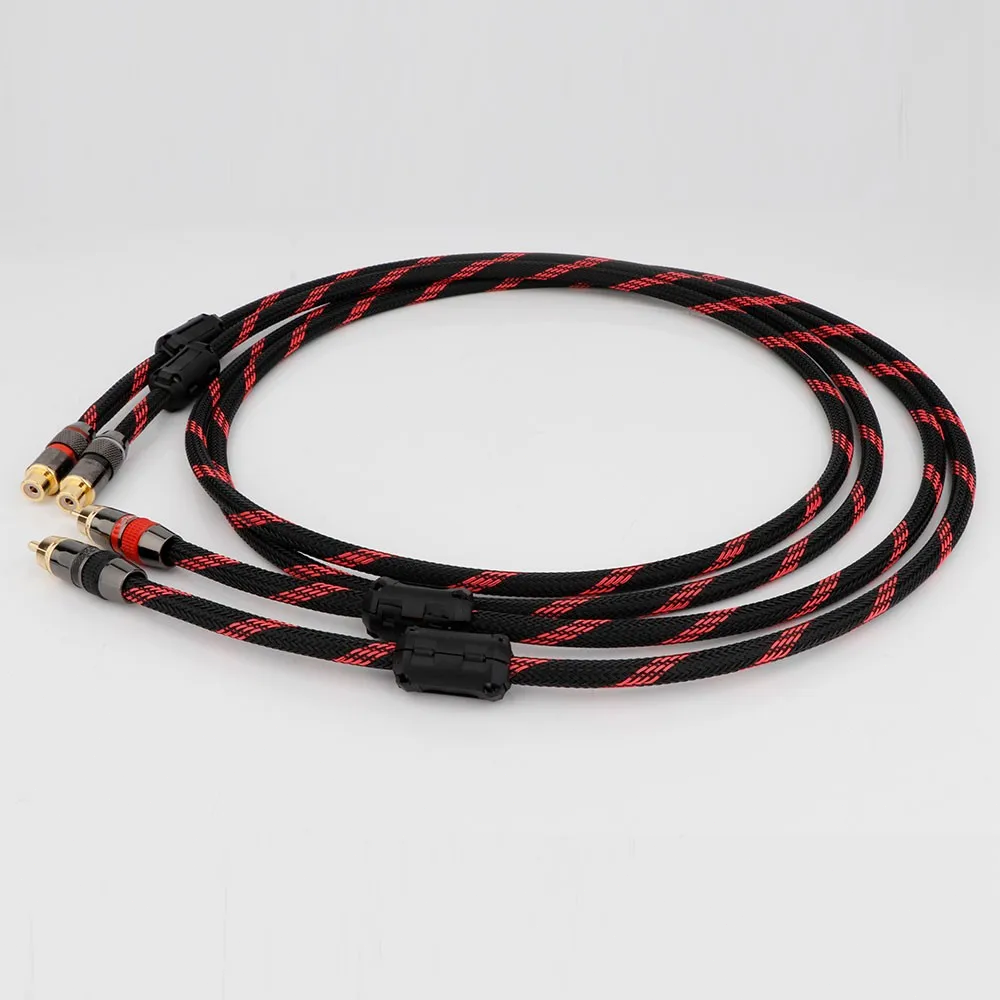 Pair OFC Shielded Dual-RCA Male to Female Extension Hifi Audio Cable Line