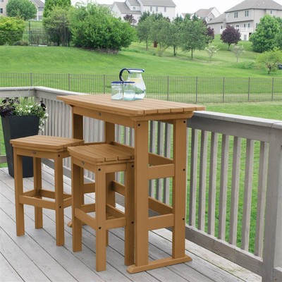 3-Pc Outdoor Bar Height Balcony Set in Toffee [ID 3786970]