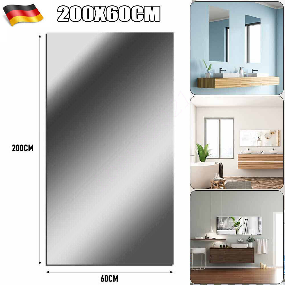 200x60cm Spiegelfolie Selbstklebend Wand Möbel Wandspiegel Folie