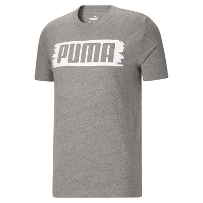 

Puma Brush Stroke Logo Футболка с круглым вырезом и коротким рукавом Мужские серые повседневные топы 6746, Grey, Puma Brush Stroke Logo Crew Neck Short Sleeve T-Shirt