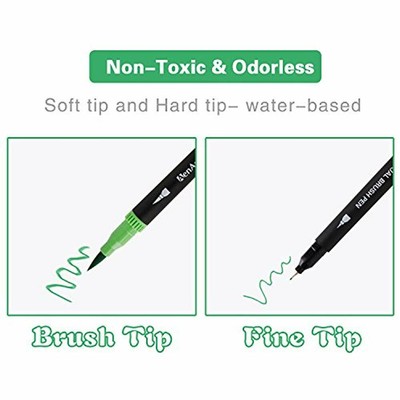 Dual Markers Brush Pen, Bullet Journal Fine Point Coloring &amp Highlighter For