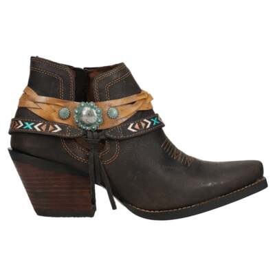 

Durango Crush Belted Snip Toe Pull On Boots Женские коричневые повседневные ботинки DRD0396, Коричневый, Durango Crush Belted Snip Toe Pull On Booties