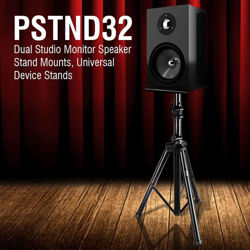 Dual Studio Monitor Speaker Stand Telescoping Tripod Stands Holder Mount Kit