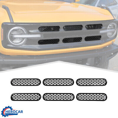 Black Front Grille Inserts Mesh Net Grill Trim Cover For Ford Bronco 2021-2023