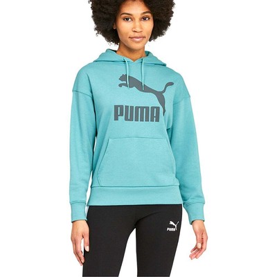 Puma Classics Logo Pullover Hoodie Женская синяя повседневная верхняя одежда 53185971