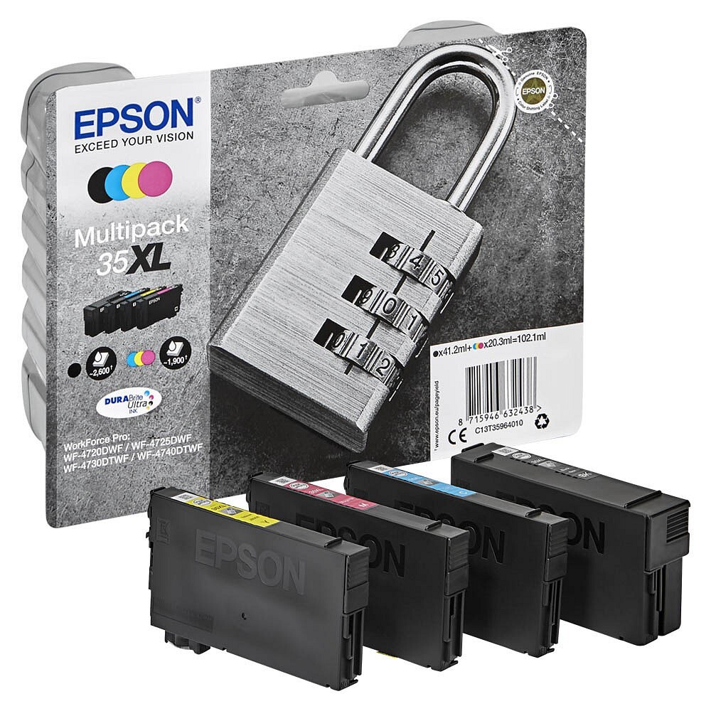 Epson 35XL T3596XL schwarz cyan magenta gelb Druckerpatronen 4er-Set Original