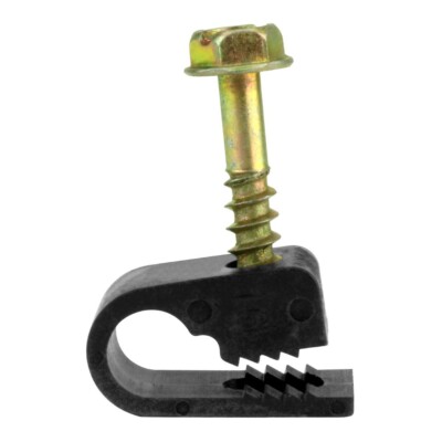 Skywalker Single Cable Flexible Screw Clips (100 Pack, Screw Depth: 7/8'', Black)