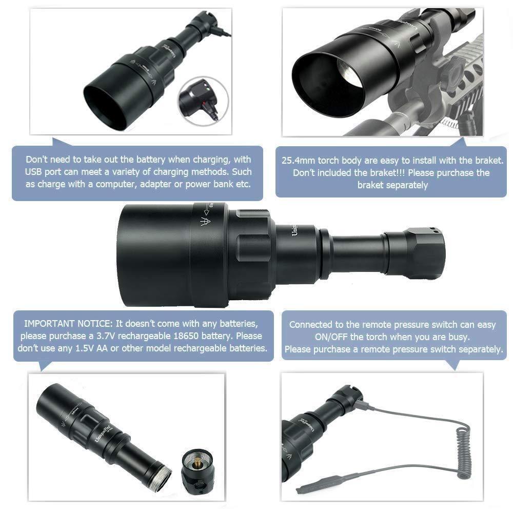 UniqueFire 1605 75mm LENS 5W 850nm USB Rechargeable IR Hunting Zoom Flashlight