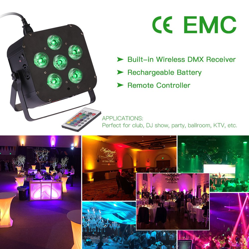 Lixada DJ Lights 108W LED RGBWAP 6/10 Channel Par Build-in Wireless DMX Receiver