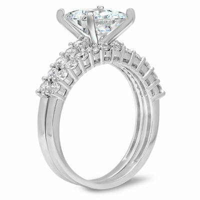 Pre-owned Pucci 2.51ct Princess Cut Solitaire Engagement Bridal Ring Band Set 14k White Gold In White/colorless