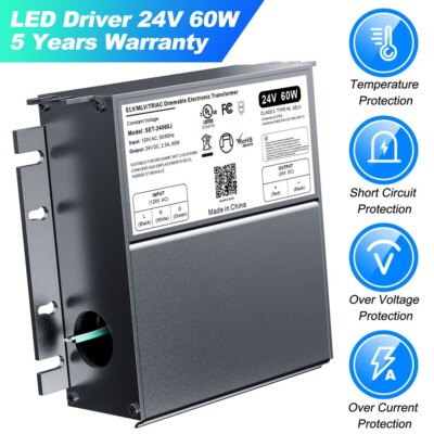 24V 60W Power Supply Driver TRIAC Dimmable Transformer for Lutron LED Lights