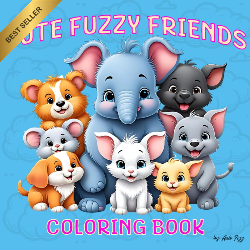 50 Cute Fuzzy Animals: Super Adorable Coloring Book for Relaxation and Fun, Feat