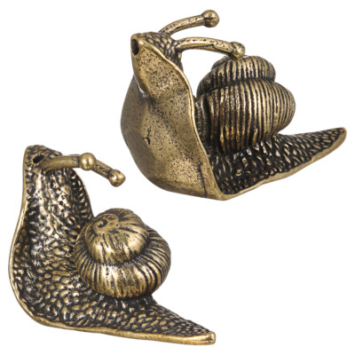 2pcs Brass Snail Statues - Zen Garden Tea Table Decor