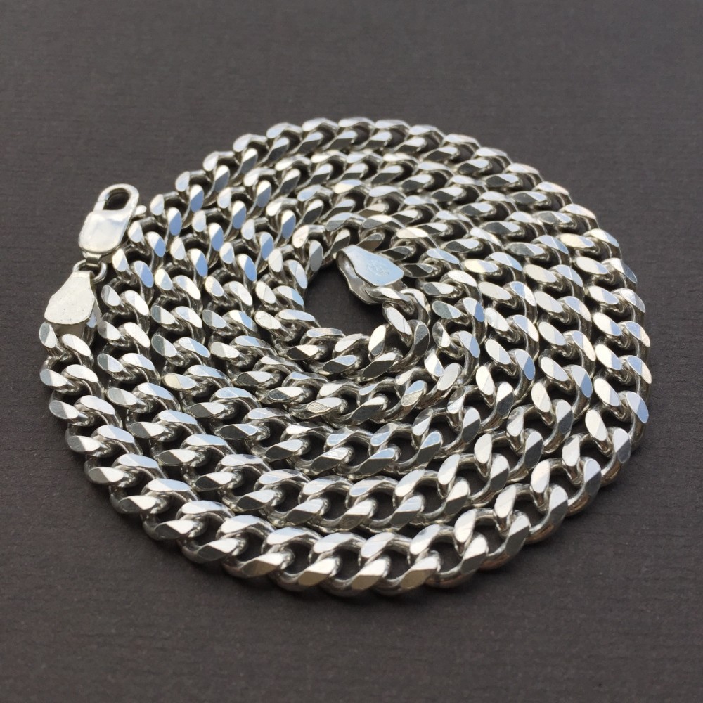 Pre-owned Handmade 7mm Mens Curb Cuban Link Chain Necklace Pendant 925 Sterling Silver 56gr 28 Inch