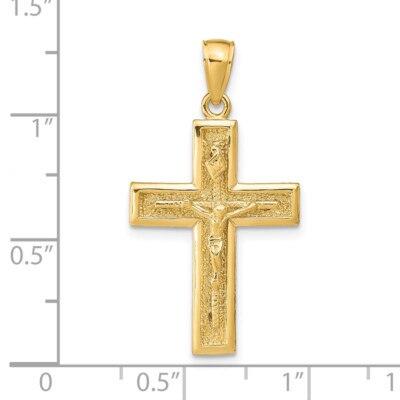 Pre-owned Superdealsforeverything Real 14kt Yellow Gold Polished Crucifix Pendant
