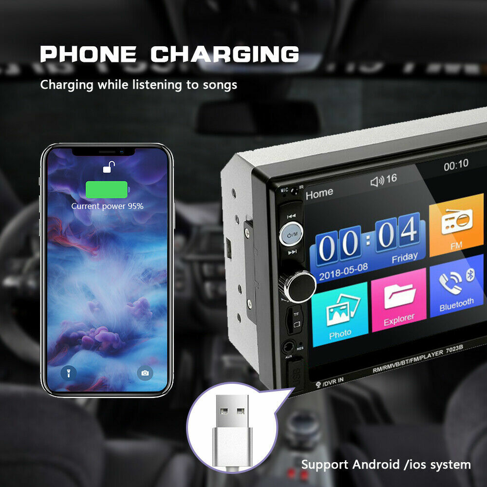 7" inch HD 2 Din Touch Screen Car Stereo MP5 Player Radio IOS Android USB/TF/AUX