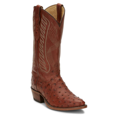 Pre-owned Tony Lama Mccandles 13" Round Toe Men's Boot In Brandy/brown/ostrich