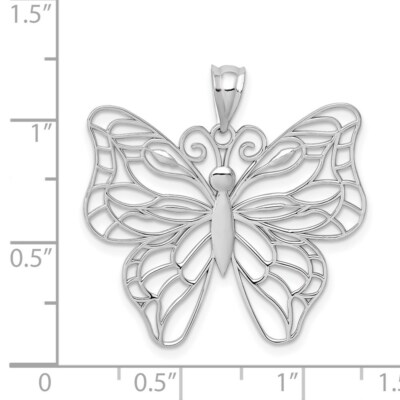 Pre-owned Superdealsforeverything Real 14kt White Gold Polished Large Butterfly Pendant