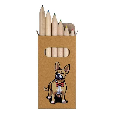 6 x 'Dog Wearing A Bow Tie Pixel Art' Short Colour Pencils (PE00061354)