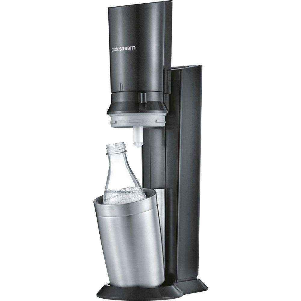 SodaStream Crystal 3.0 Wassersprudler mit 3 Glaskaraffe 1 Co2 Zylinder Schwarz