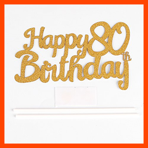 Gold Glitter Happy Birthday 80Th Cake Topper Party Decoration Sup Kitchen