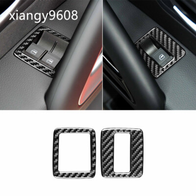 2×Carbon Fiber Window Lift Switch Button Cover For Volkswagen Scirocco 2009-2016