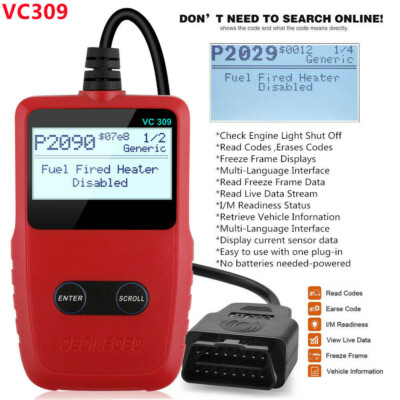 VC309 Car Code Reader OBD2 Scanner Check Engine Fault Automotive Diagnostic Tool