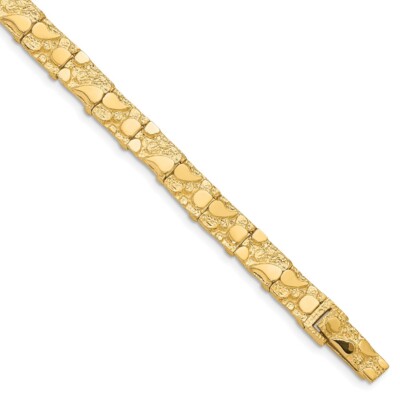 Pre-owned Superdealsforeverything Real 10kt Yellow Gold 7.0mm Nugget Chain Bracelet; 8 Inch