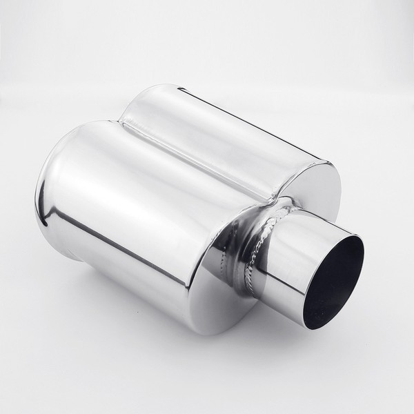 2.25" Inlet dual oval shape Rolled Resonated Stainless Steel Exhaust