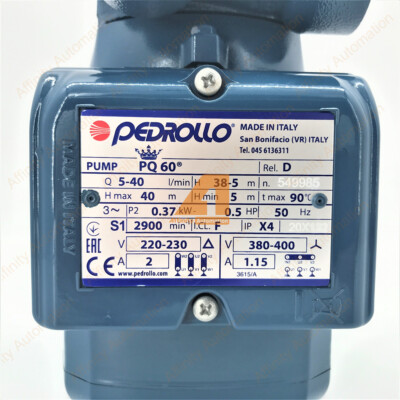 1PC PQ60 Electric Peripheral Water Pump 0.5HP Brass Impeller 400V 50Hz Pedrollo