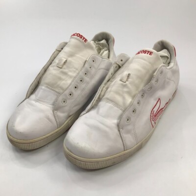 LACOSTE MEN'S Cranabay emb Big Croc White Red Leather Size 15 NO LACES