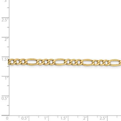 Pre-owned Superdealsforeverything Real 14kt Yellow Gold 4.40mm Semi-solid Figaro Chain Chain Bracelet; 8 Inch
