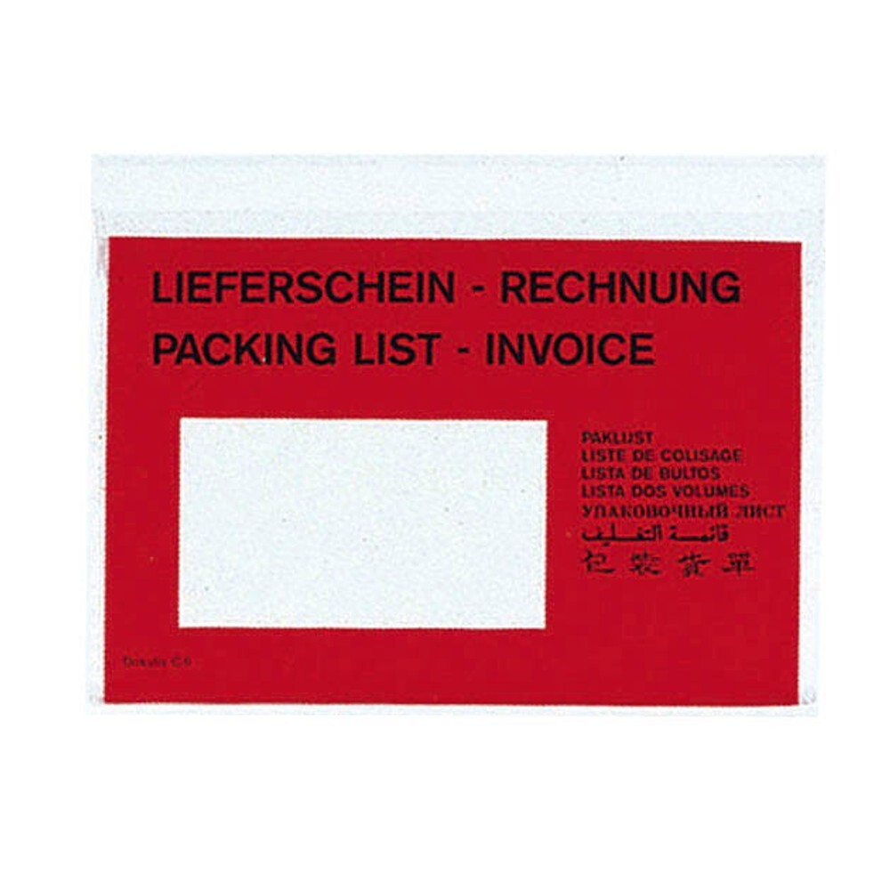 250 Dokumententaschen DIN C6 Lieferschein / Rechnung rot mit Fenster