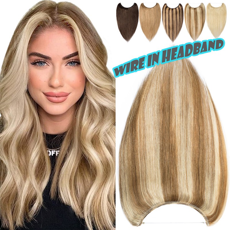 Secret Hidden 100% Remy Human Hair Extensions Wire In No Clip Weft Big Crown USA