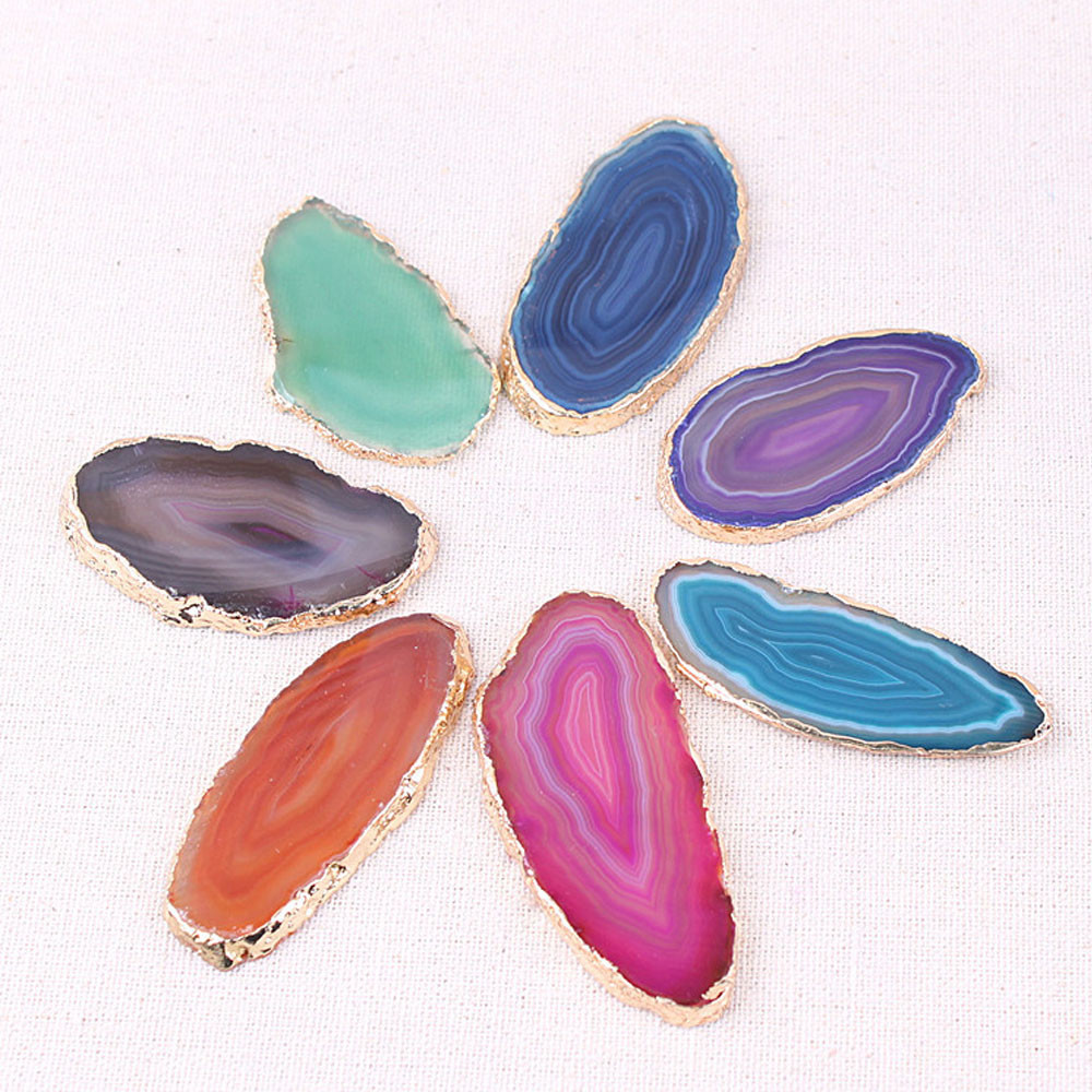 Natural Agate pendant Polished Crystal Slice Pendant Reiki Stone Healing Gift 1x
