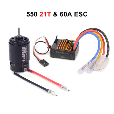 SURPASS HOBBY 550 Brushed Motor 12T 21T 27T 35T with 60A ESC for 1/10 RC Car
