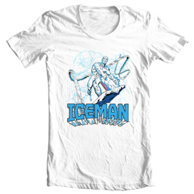 ICEMAN T-shirt men's regular fit Marvel comics white cotton graphic tee shirt