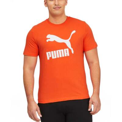 

Puma Classics Logo Футболка с круглым вырезом и короткими рукавами Мужские оранжевые повседневные топы 530089-, Оранжевый, Puma Classics Logo Crew Neck Short Sleeve TShirt