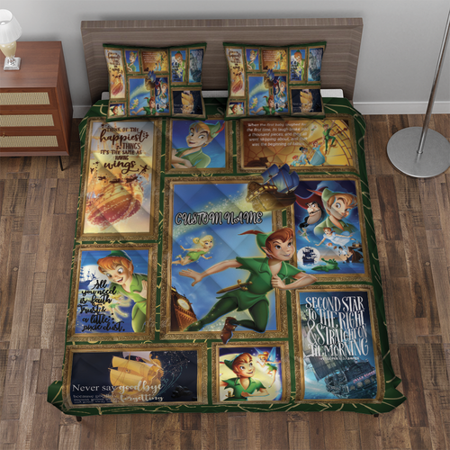 Personalized Peter Pan Cartoon Love Quotes Gift For Fan Quilt Bed Set