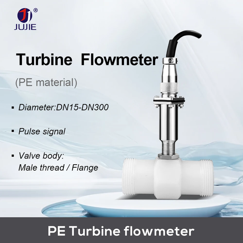 DN15 Anti-corrosion Turbine Flow Meter PE Material Water Flowmeter Acid and Alka